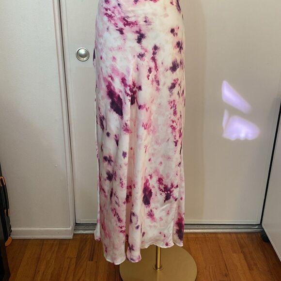 Bardot Cream & Purple Cowl Neck Satin Midi Slip Dress Size 8 - Picture 4 of 12